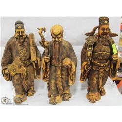 3 BONE RESIN CHINESE 20" EACH FENG SHUI GODS OF