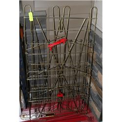 7) FOLDING BRASS RACK WITH 3 SHELVES