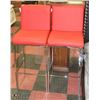 Image 1 : PAIR OF RED LEATHERETTE AND CHROME BAR STOOLS