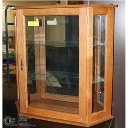 OAK CURIO CABINET 25"WX25"H W/ GLASS DOOR & SIDES