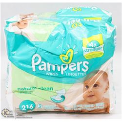 2 PACKS OF PAMPERS UNSCENTED WIPES - 216 WIPES IN