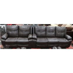 NEW BROWN LEATHERETTE RECLINING 84" WITH 60" LOVE