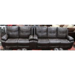 NEW BROWN LEATHERETTE RECLINING 84" WITH 60" LOVE