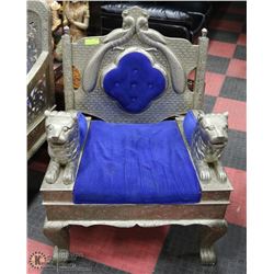 CARVED STYLE LION ARM, CARVED PEACOCK  AND CARVED