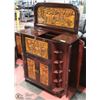 Image 4 : CARVED WINE CABINET/BAR WITH SIDE WINE GLASS