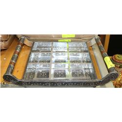 CARVED SILVER TONE 9SELECTION SIDE DISH TRAY