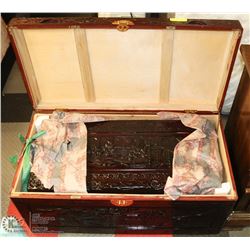 CHINA WOODEN CARVED NESTING CHEST SET