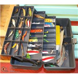 OLD PAL FISHING BOX FULL OF LURE. GRAY.