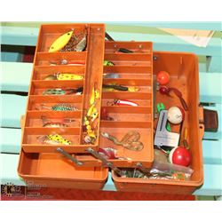 OLD PAL FISHING BOX FULL OF HOOKS - ORANGE