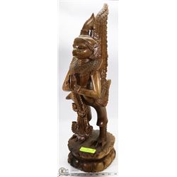 WOOD CARVED BIRD PRAYING FROM MYAN MAR 27"HIGH