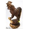 Image 1 : WOOD CARVED ROOSTER STATUE 24" H