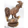 Image 2 : WOOD CARVED ROOSTER STATUE 24" H