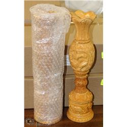 2 CARVED WOOD CANDLE HOLDERS/VASES IN BOX
