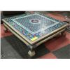 Image 2 : INDIA FLORAL MOSAIC FLOOR TABLE 24"X24"X7"H