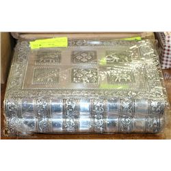 NEW JEWELLERY BOX CARVED SILVER TONE