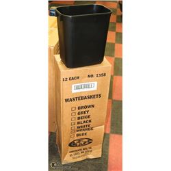 CASE OF 12 NEW BLACK WASTEBASKETS