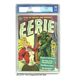 Eerie #3 Spokane pedigree (Avon, 1951) CGC VF- 7.5 Off-white to white pages.