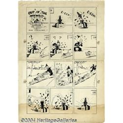 Max Fleischer Studios - Out of the Inkwell Sunday Comic Strip Original Art, dated 12-1-34 (King Feat