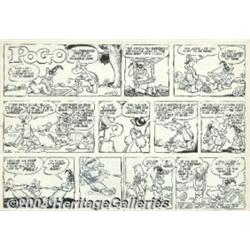 Walt Kelly - Pogo Sunday Comic Strip Original Art, dated 3-24-57 (Hall Syndicate, 1957).