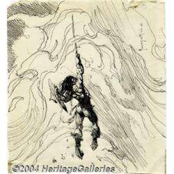 Frank Frazetta - Kubla Khan Preliminary Sketch Original Art (circa 1977).