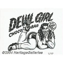 Robert Crumb - Devil Girl Choco Bar Box Illustration Original Art (Kitchen Sink, 1993).