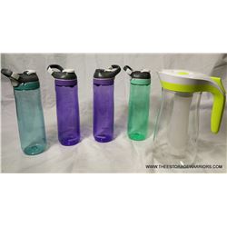 4 Contigo Water Bottles & 1 Pitcher
