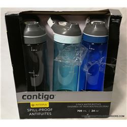 3 Contigo Spill Proof Water Bottles
