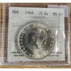 1968 h (C;S) Denmark. 10 Kroner "Wedding Princess Benediktes Silver Coin