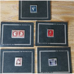 5 Franklin Mint Silver Postage Stamps