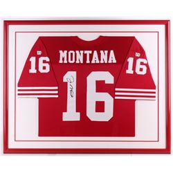 Joe Montana Signed 49ers 32x39 Custom Framed Jersey (JSA ALOA)