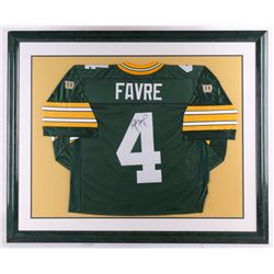 Brett Favre Signed Packers 35" x 43" Custom Framed Jersey Display (JSA ALOA)