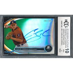 2013 Bowman Platinum Prospect Autographs Green Refractors #CC Carlos Correa #383/399 (BCCG 10)