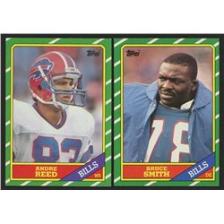 Lot of (2) 1986 Topps Football Cards with #388 Andre Reed RC  #389 Bruce Smith RC