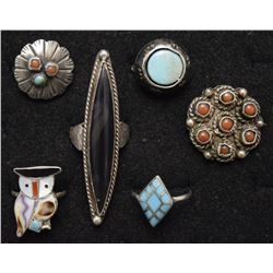 SIX NAVAJO RINGS