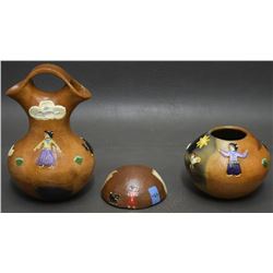 THREE POTTERY ITEMS (MANNYGOATS)
