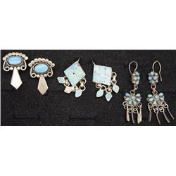 THREE PAIR NAVAJO AND ZUNI EARRINGS