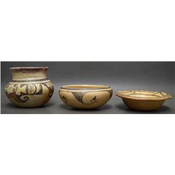 THREE HOPI POTTERY ITEMS