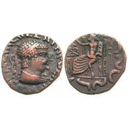 ANCIENT INDO-GREEK Kingdom Hermaios .  90-70 B.C. AE tetradrachm - neat type!