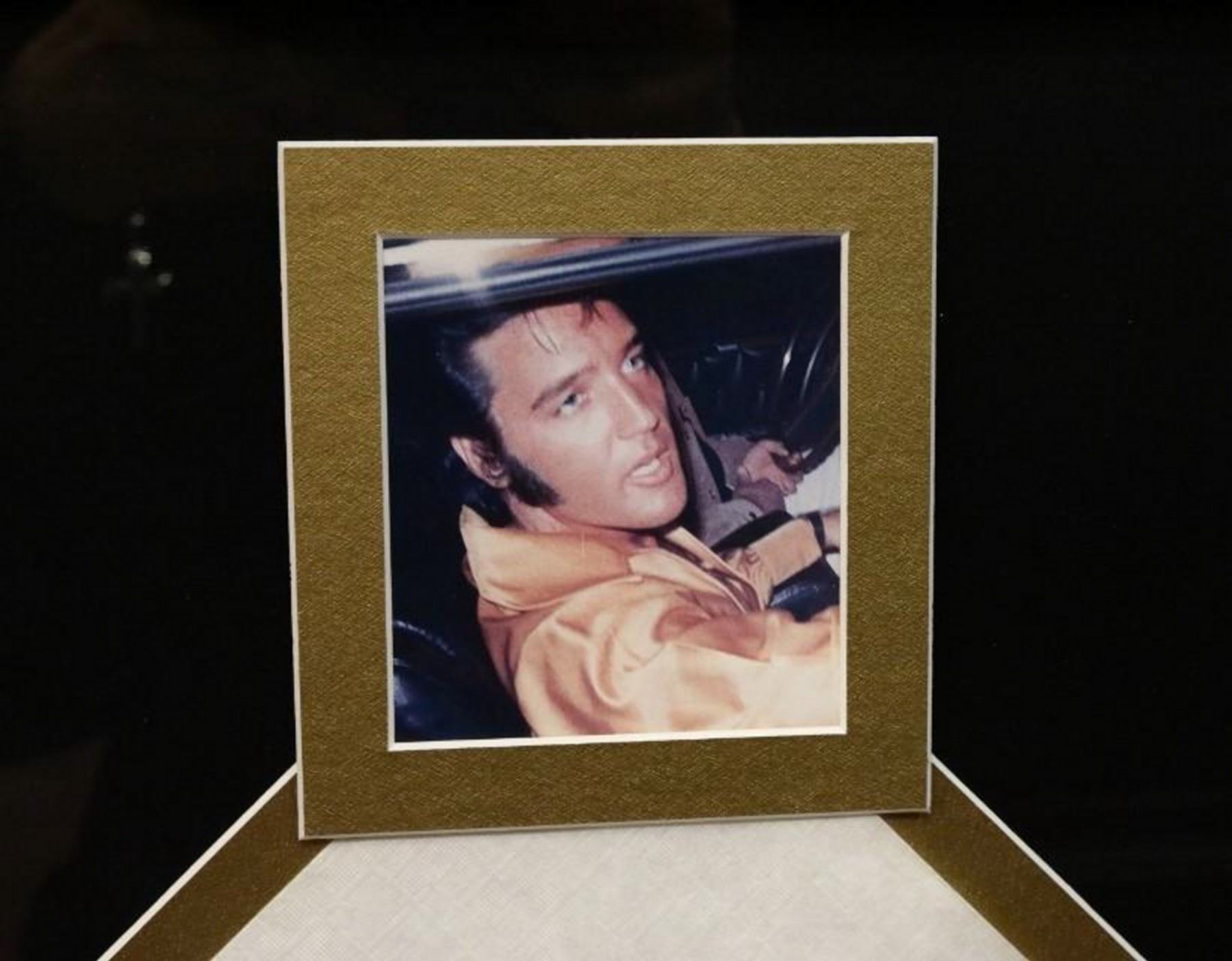 Elvis & Priscilla Presley's Framed Wedding Napkin