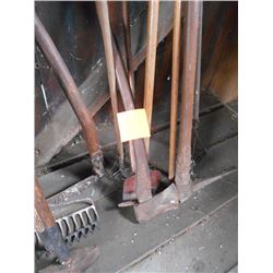 Lawn Tools Lot: Axe, Pick, Scraper