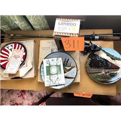Wildlife Plate Lot (3), Fishing Pole, Vintage Laredo Cigarette Maker