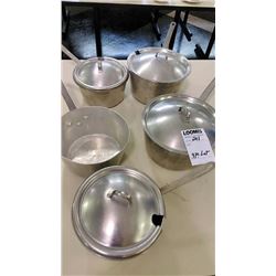 BUNDLE LOT: 5 Wear-Ever Aluminum Kettles w/ Lids, 3 Wear-Ever Handled Aluminum Kettles