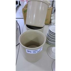 BUNDLE LOT: Kitchen Containers (3), Glass Vases (13)