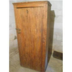 BUNDLE LOT: 5 Ft Antique Kitchen Cabinet, Antique Wooden Rocker, Flat Back