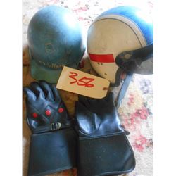 Vintage Racing Helmet & Gloves, Centurion Helmet