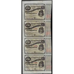 Uncut Sheet of (4) State of Louisiana Baby Bond Obsolete Notes