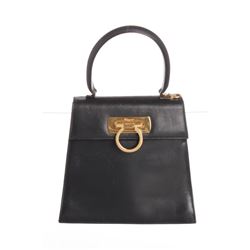 Salvatore Ferragamo Vintage Black Leather Satchel Bag