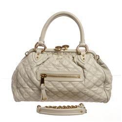 Marc Jacobs Beige Quilted Leather Stam Satchel Handbag