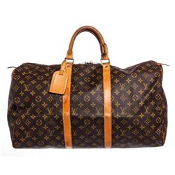 Louis Vuitton Monogram Canvas Leather Keepall 50 cm Duffle Bag Luggage