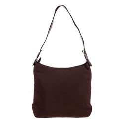 Salvatore Ferragamo Brown Canvas Leather Vara Shoulder Bag